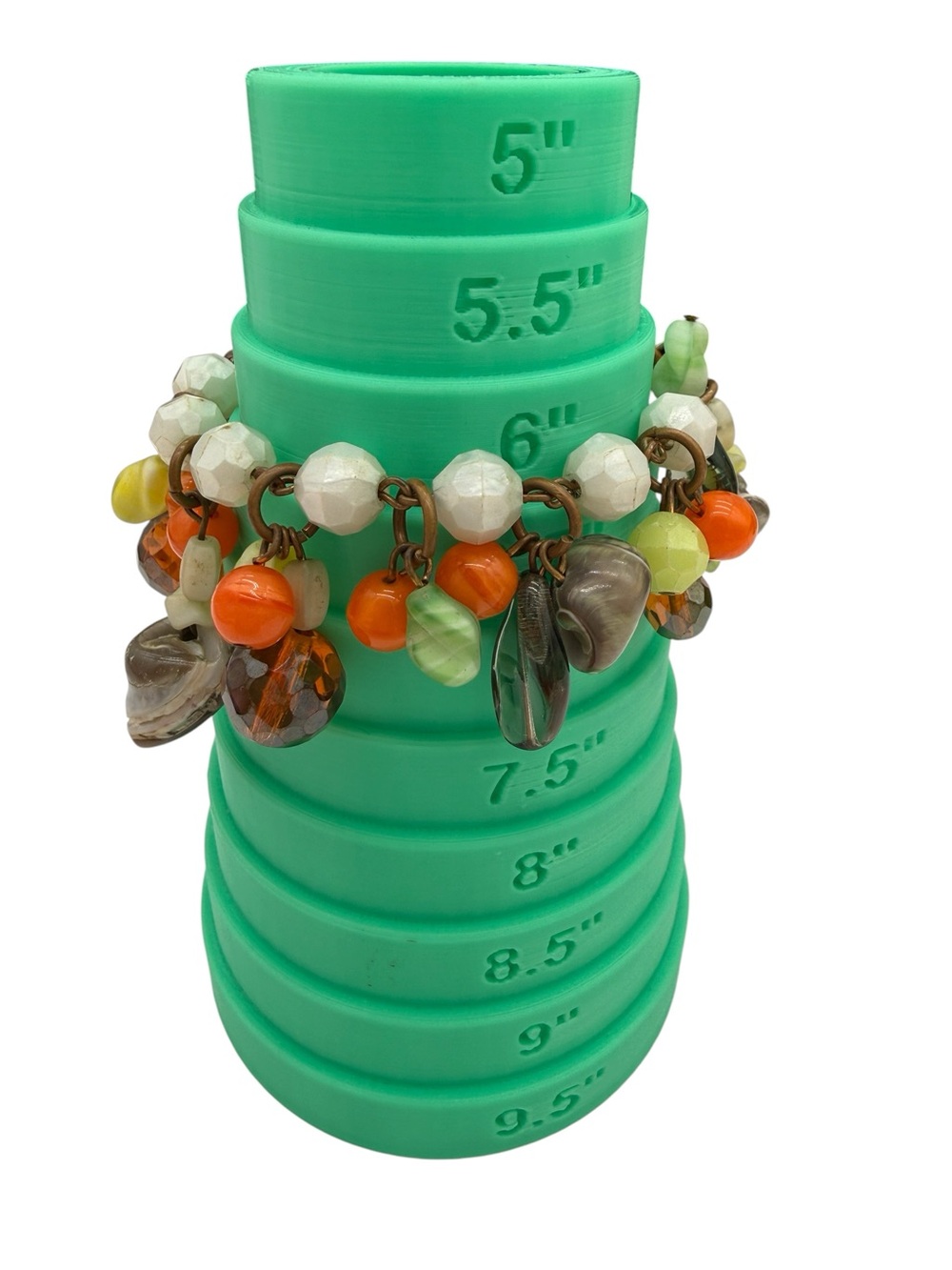 Vintage Cha Cha Neon and Shell Faceted Beaded Bracelet - Size 6